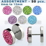 blk407 316l fake plugs with ferido crystal in assorted colors