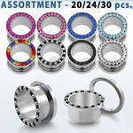 blk431 polished screw fit steel tunnel plug w crystal rim