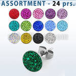 blk438 stainless steel ear studs with ferido glued crystal