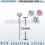 blk453 silver nose stud with 2mm round prong cz stone