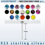blk455 silver nose stud with 1 5mm round crystal top