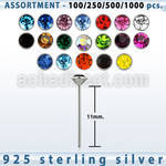 blk457 silver bend it yourself nose stud with 2mm crystal top