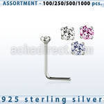 blk462 silver nose stud with 1 5mm round prong cz stone