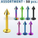 blk467 premium pvd plated 316l steel labret with 3mm cones