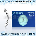 blk469 sterlized 316l surgical steel eyebrow banana w 3mm cone