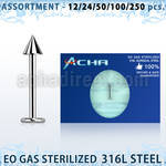 blk471 eo gas sterilized 316l steel labret with 3mm cone