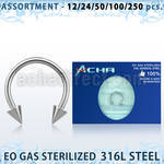 blk475 sterilized 316l steel circular barbell w 3mm cones