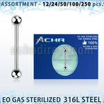 blk476 sterilized 316l steel tongue barbell w 5mm balls