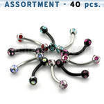 blk47 316l steel belly banana with 3mm multi jewel ball
