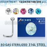 blk483 sterilized 316l steel nose screw with bezel crystal ball