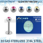 blk485 sterilized 316l steel labret with 3mm bezel ball
