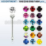 blk493 silver nose bone with 1 4mm round prong set crystal