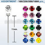 blk494 silver bend it yourself nose stud w 1 4mm prong crystal