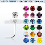 blk495 sterling silver nose stud with 1 4mm prong crystal