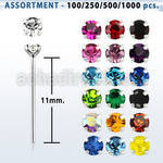 blk497 silver bend it nose stud with 1 5mm prong crystal
