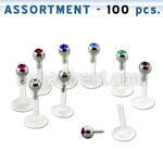 blk49 bioflex labret with 3mm bezel set jewel ball top