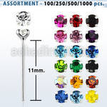 blk500 silver bend it nose stud with 2mm prong crystal