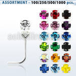 blk501 silver nose stud with 2mm round prong crystal