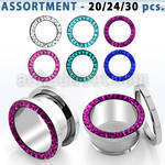 blk510 polished 316l steel tunnel w ferido crystal rim w resin