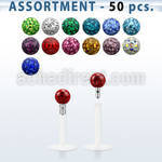 blk511 bio flexible labret with 3mm multi crystal ball w resin