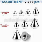 blk514 polished 316l steel 2mm 5mm cone with threading