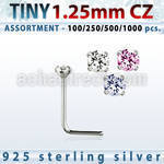 blk520 silver nose studs w 1 25mm round prong set cz