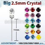 blk528 silver bend it nose studs w 2 5mm prong set crystal