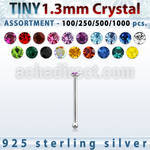 blk530 bulk of silver nose bones with 1 25mm round crystal top