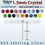 blk531 silver bend it nose studs with 1 25mm round crystal top
