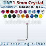 blk532 bulk of silver nose studs with 1 25mm round crystal top