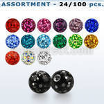 blk541 bulk of 5mm multi crystal balls w 16g 1 2mm threading