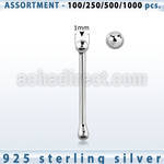 blk559 sterling silver nose bones with 1mm ball shaped top 