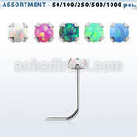 blk572 sterling silver nose stud piercing bulk w 2mm opal
