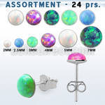 blk577 bulk of silver ear studs with round synthetic opal tops