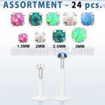 blk580 bulk of bio flex labrets w prong set synthetic opal tops