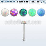 blk595 bulk of silver nose bones w 1.5mm round synthetic opals