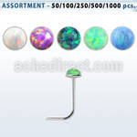 blk596 bulk of silver nose studs w 1.5mm round synthetic opals