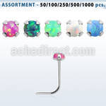 blk599 bulk of silver nose stud w prong set 1.5m synthetic opal