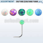 blk602 bulk of silver nose studs w2mm ball shaped opal top