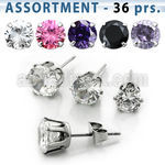 blk62 bulk of 316l steel ear stud w 6 8mm prong cz