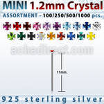 blk669 silver bend it nose stud bulk w 1.2mm prong set crystals