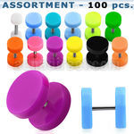 blk681 acrylic fake plugs 4mm to 12mm colors 100pcs