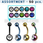 blk80b pvd plated 316l steel belly banana w jewel steel ball