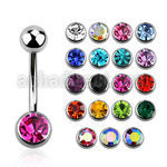 bn1cs 316l steel belly banana w bezel jewel steel ball