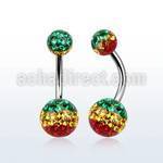 bn2frgr 316l steel belly banana w 5mm 8mm rasta ferido ball