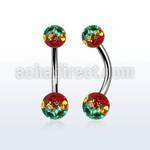 bn2frsr 316l steel belly banana with rasta stripes ferido ball