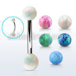 bn2ops 316l steel belly banana w 5mm 6mm synthetic opal balls