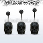 bnarsk steel belly banana w hand carved areng wood skull