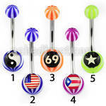 bnbelg 316l steel belly banana w 5 8mm acrylic beach ball logo