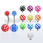 bnchk 316l steel belly banana w 5 8mm acrylic checkered ball
